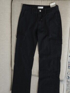 Zara Black Cargo Split Jeans